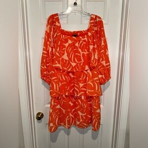 Who What Wear Orange Tiered Dress. Size M